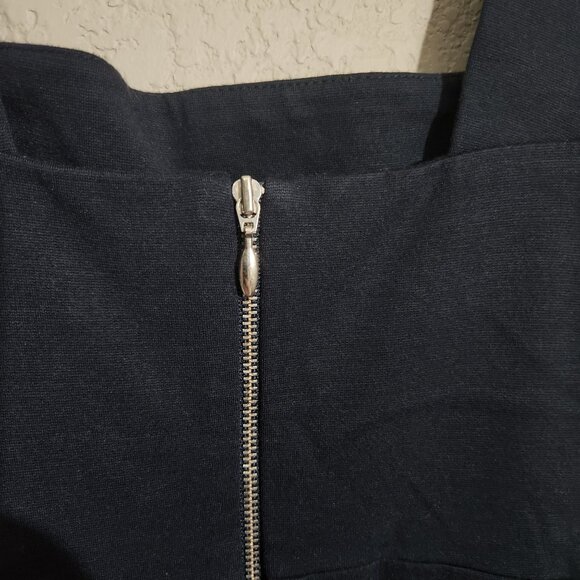 Navy Dress Womens  Zip Sleeveless Fit & Flare Square Neckline - Picture 3 of 11